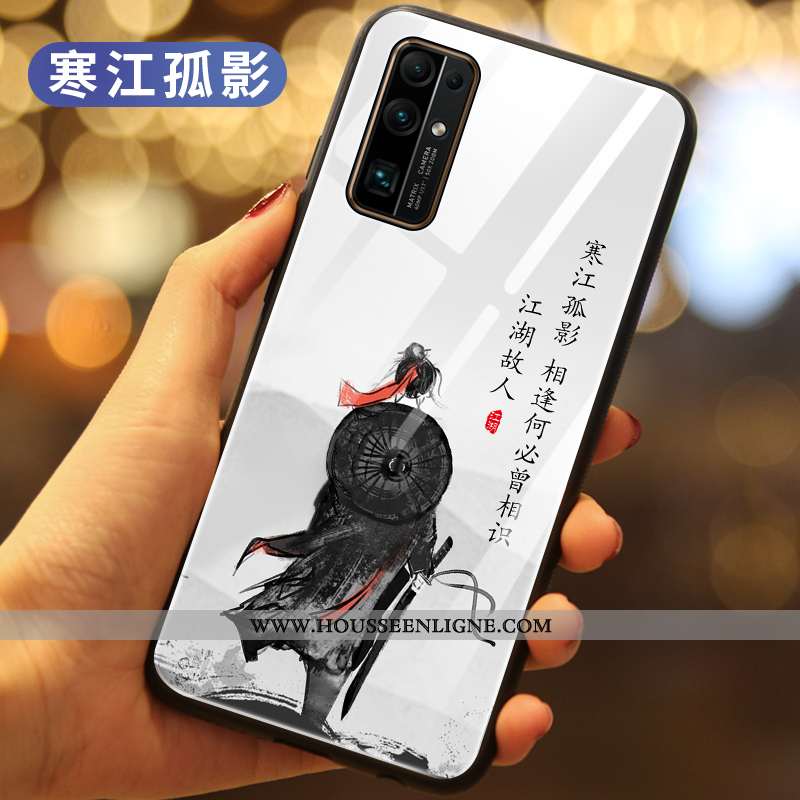 Coque Honor 30 Tendance Silicone Style Chinois Téléphone Portable Vent Incassable Verre Noir