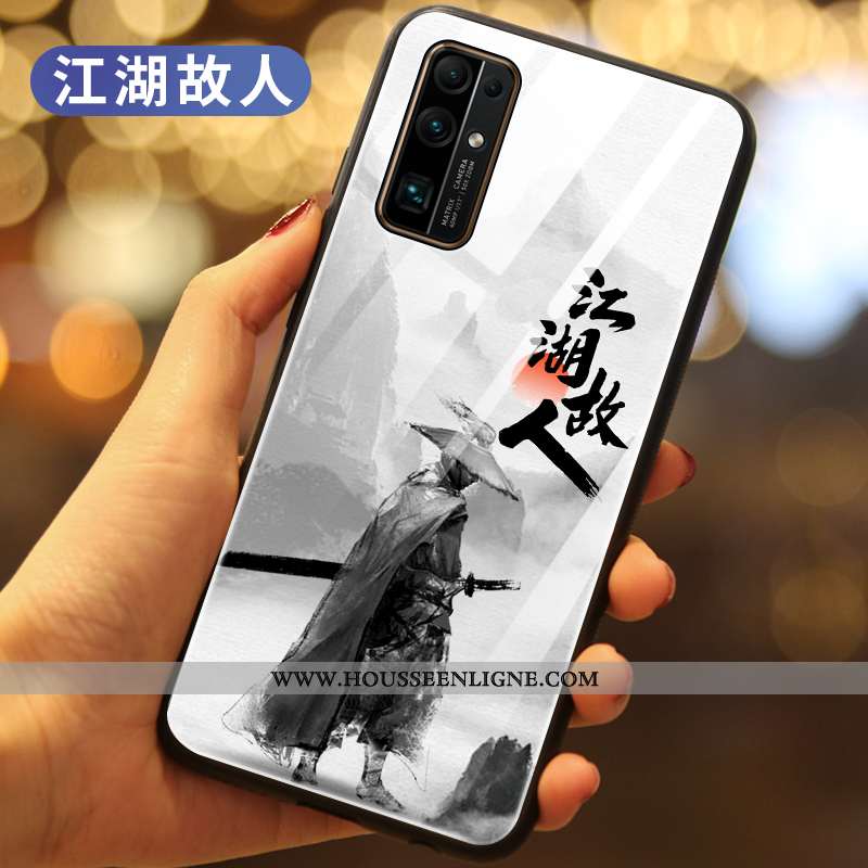 Coque Honor 30 Tendance Silicone Style Chinois Téléphone Portable Vent Incassable Verre Noir