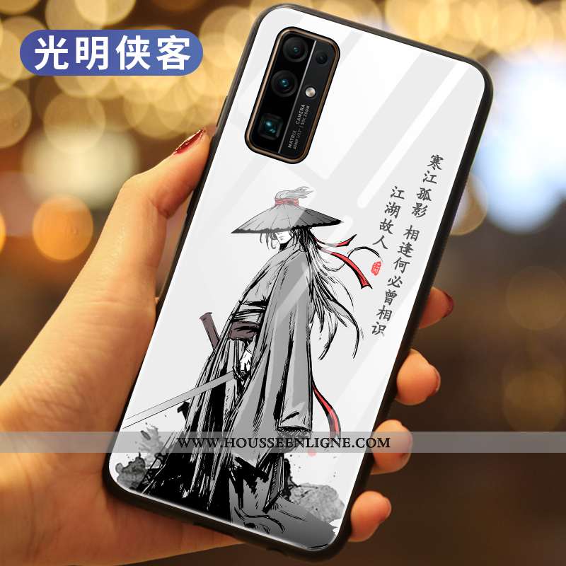 Coque Honor 30 Tendance Silicone Style Chinois Téléphone Portable Vent Incassable Verre Noir