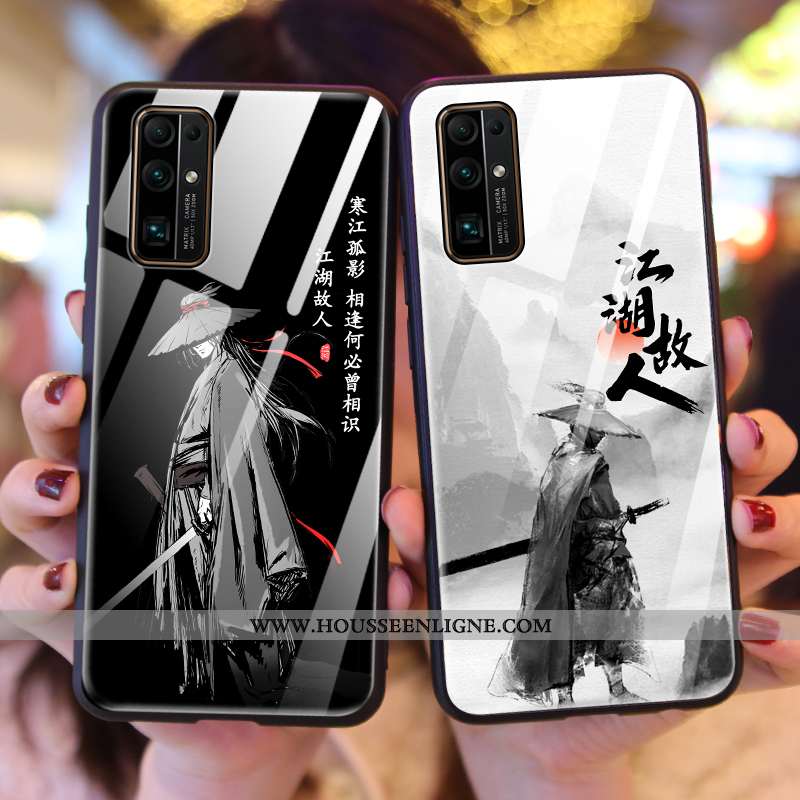 Coque Honor 30 Tendance Silicone Style Chinois Téléphone Portable Vent Incassable Verre Noir