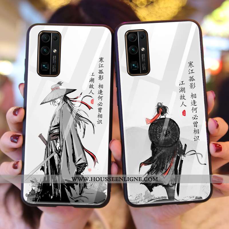 Coque Honor 30 Tendance Silicone Style Chinois Téléphone Portable Vent Incassable Verre Noir