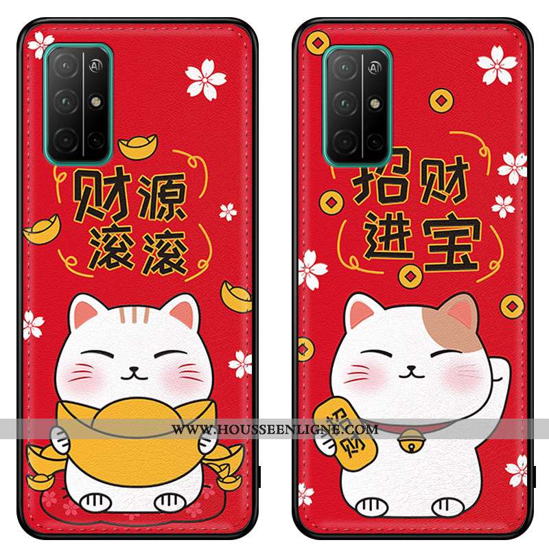Coque Honor 30s Modèle Fleurie Fluide Doux Rouge Incassable Nouveau Chat Créatif