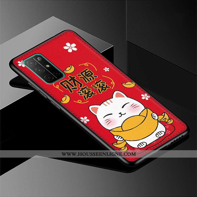 Coque Honor 30s Modèle Fleurie Fluide Doux Rouge Incassable Nouveau Chat Créatif