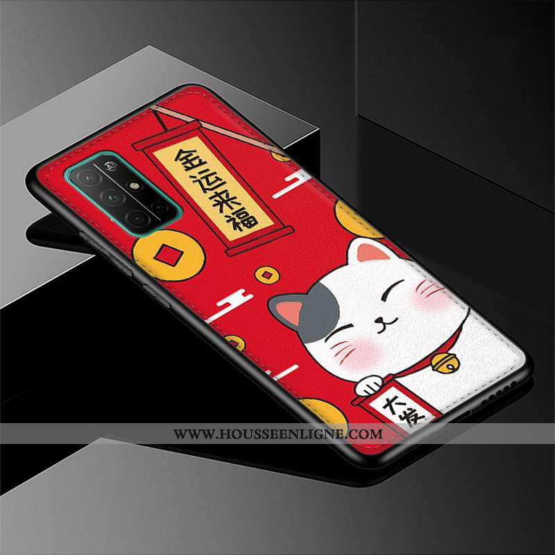 Coque Honor 30s Modèle Fleurie Fluide Doux Rouge Incassable Nouveau Chat Créatif