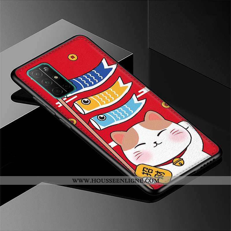 Coque Honor 30s Modèle Fleurie Fluide Doux Rouge Incassable Nouveau Chat Créatif