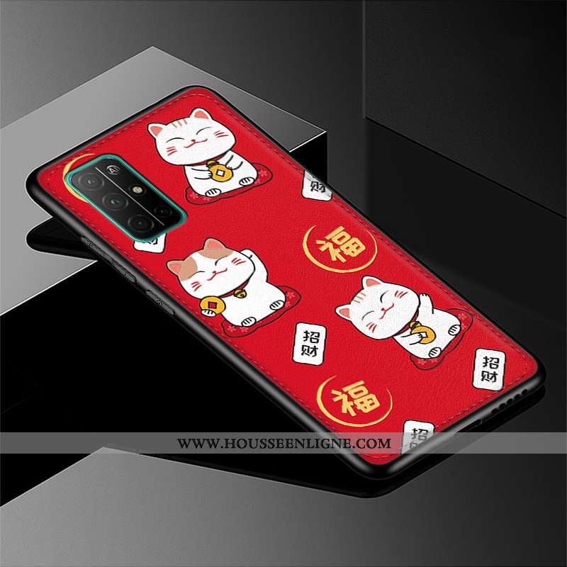 Coque Honor 30s Modèle Fleurie Fluide Doux Rouge Incassable Nouveau Chat Créatif