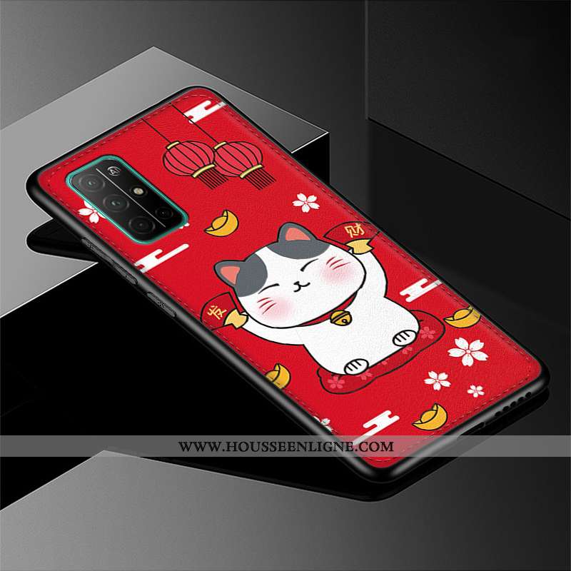 Coque Honor 30s Modèle Fleurie Fluide Doux Rouge Incassable Nouveau Chat Créatif