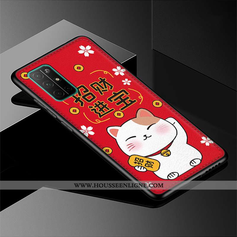 Coque Honor 30s Modèle Fleurie Fluide Doux Rouge Incassable Nouveau Chat Créatif