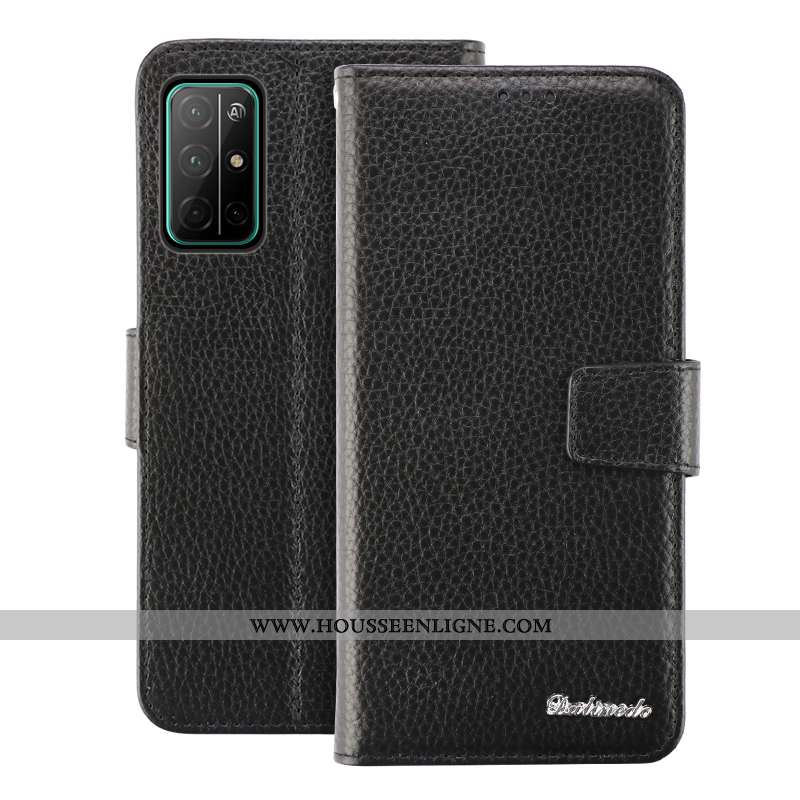 Coque Honor 30s Portefeuille Cuir Véritable Noir Téléphone Portable