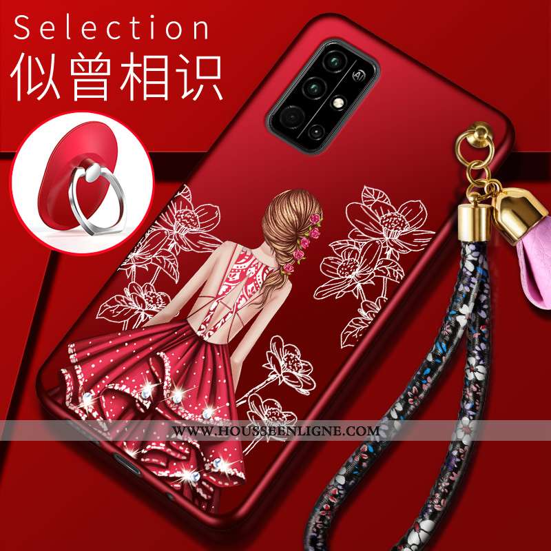 Coque Honor 30s Protection Charmant Étui Téléphone Portable Rouge Fluide Doux