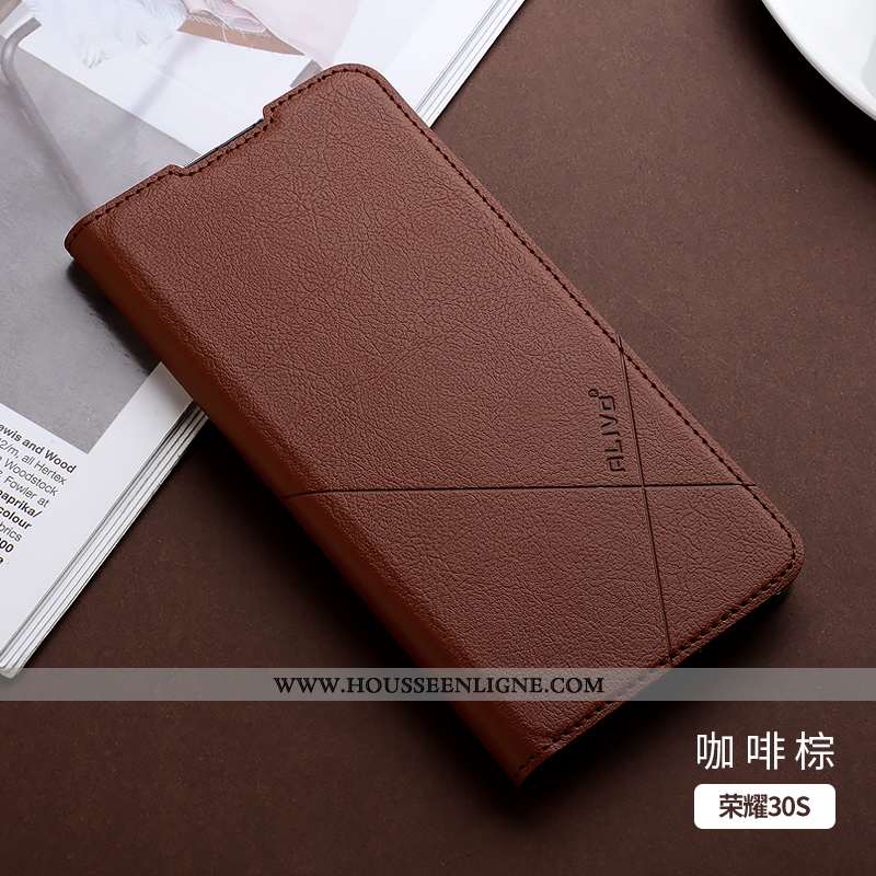 Coque Honor 30s Protection Cuir Téléphone Portable Marron Fluide Doux Étui Business