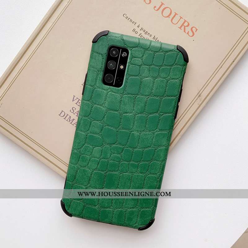 Coque Honor 30s Protection Délavé En Daim Crocodile Modèle Fleurie Nouveau Ultra Créatif Verte