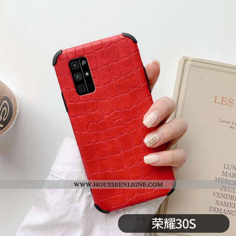 Coque Honor 30s Protection Délavé En Daim Crocodile Modèle Fleurie Nouveau Ultra Créatif Verte