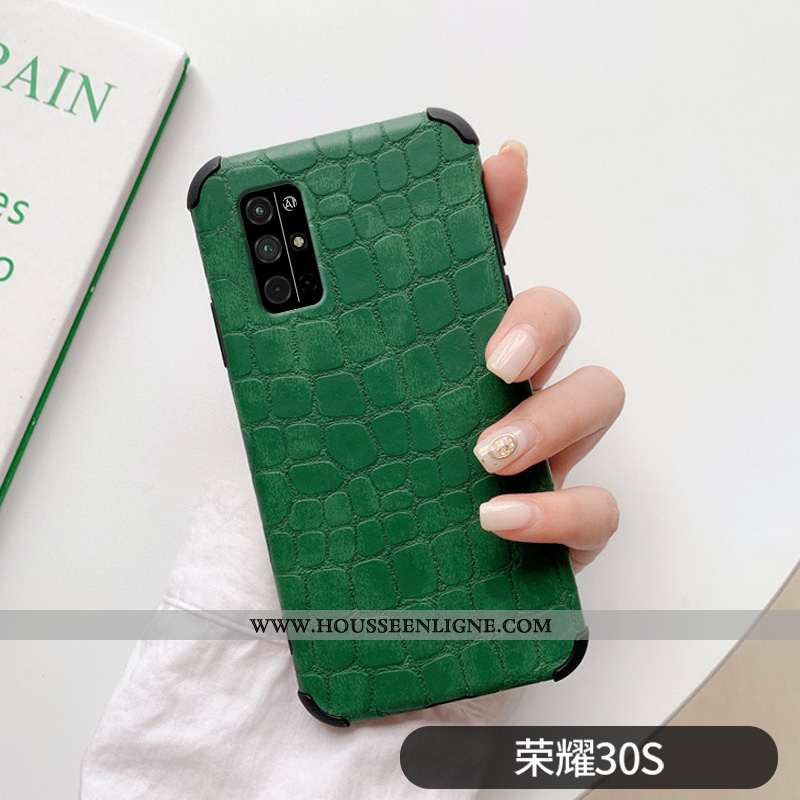 Coque Honor 30s Protection Délavé En Daim Crocodile Modèle Fleurie Nouveau Ultra Créatif Verte