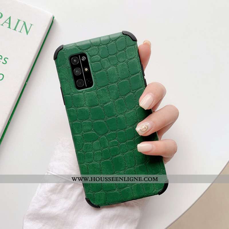 Coque Honor 30s Protection Délavé En Daim Crocodile Modèle Fleurie Nouveau Ultra Créatif Verte