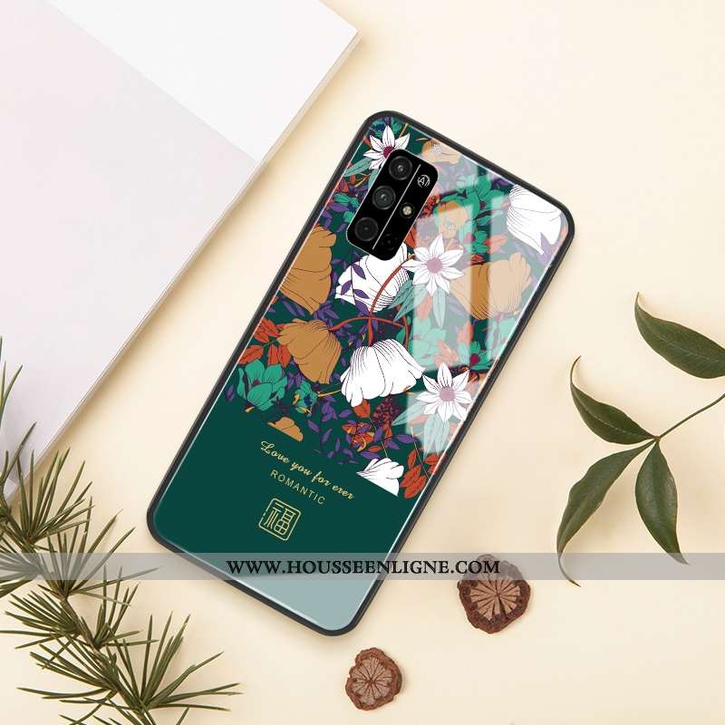 Coque Honor 30s Verre Créatif Incassable Net Rouge Vert Téléphone Portable Fleur Verte