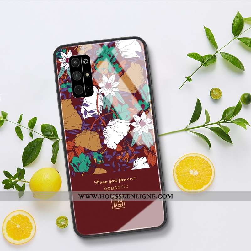 Coque Honor 30s Verre Créatif Incassable Net Rouge Vert Téléphone Portable Fleur Verte