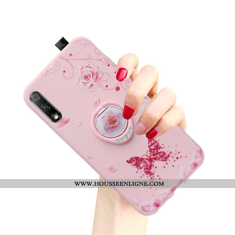 Coque Honor 9x Fluide Doux Silicone Rose Ornements Suspendus Téléphone Portable Strass Tendance