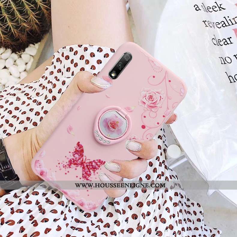 Coque Honor 9x Fluide Doux Silicone Rose Ornements Suspendus Téléphone Portable Strass Tendance