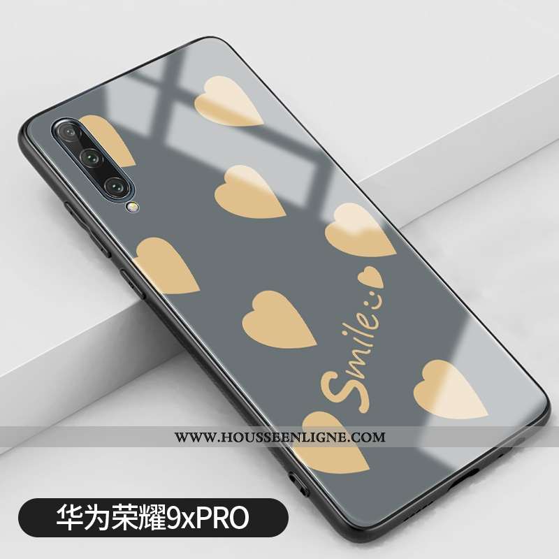 Coque Honor 9x Pro Créatif Tendance Vert Amour Téléphone Portable Verre Silicone Verte