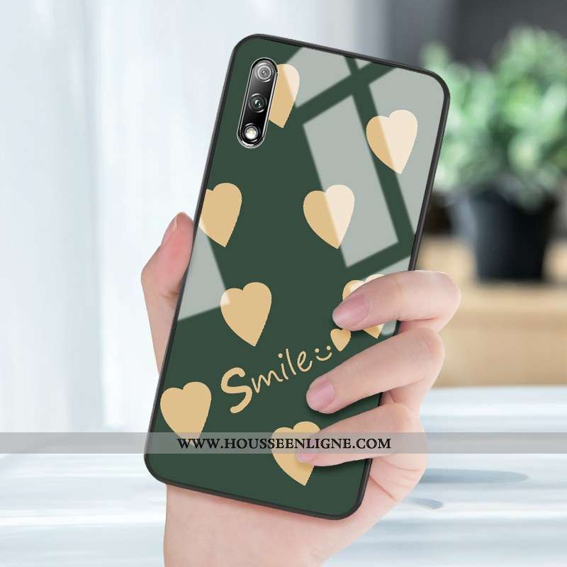 Coque Honor 9x Pro Créatif Tendance Vert Amour Téléphone Portable Verre Silicone Verte