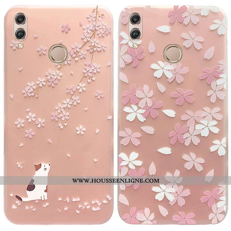 Coque Honor 9x Pro Délavé En Daim Gaufrage Étui Petit Fluide Doux Rose Légère