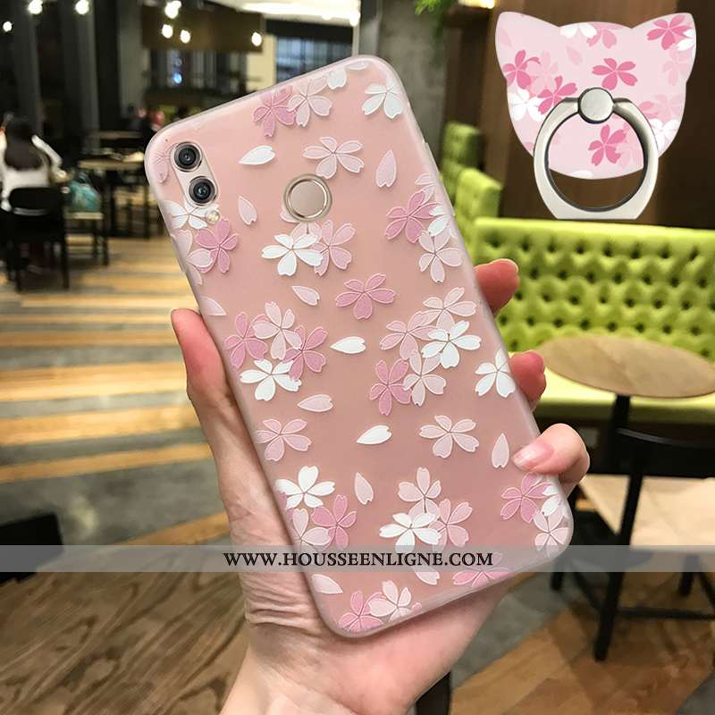 Coque Honor 9x Pro Délavé En Daim Gaufrage Étui Petit Fluide Doux Rose Légère