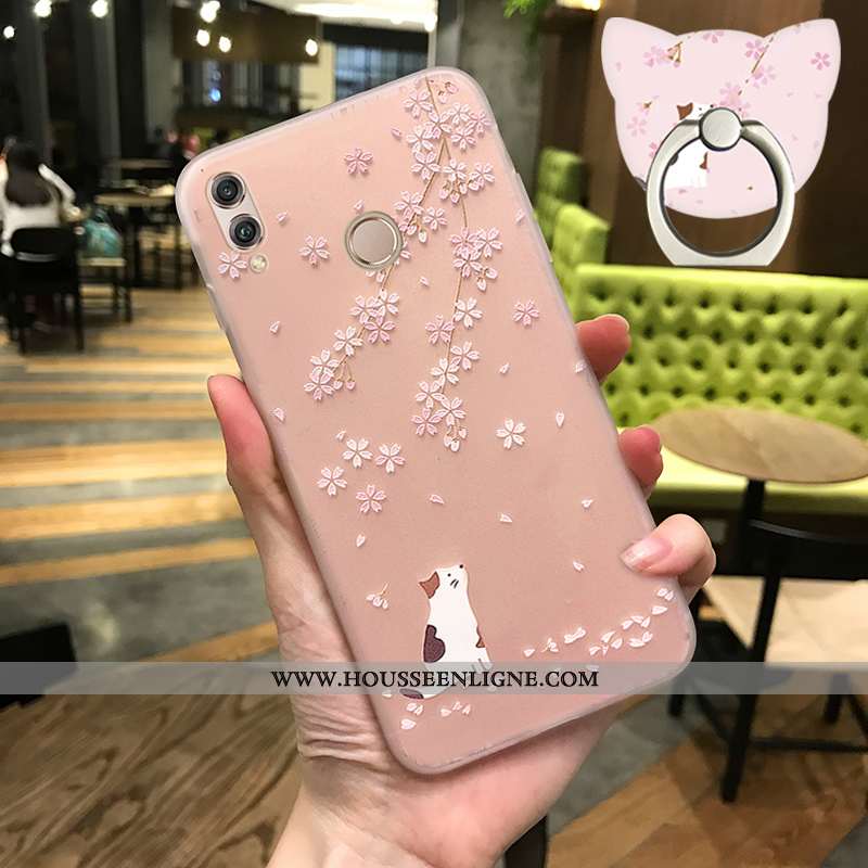 Coque Honor 9x Pro Délavé En Daim Gaufrage Étui Petit Fluide Doux Rose Légère
