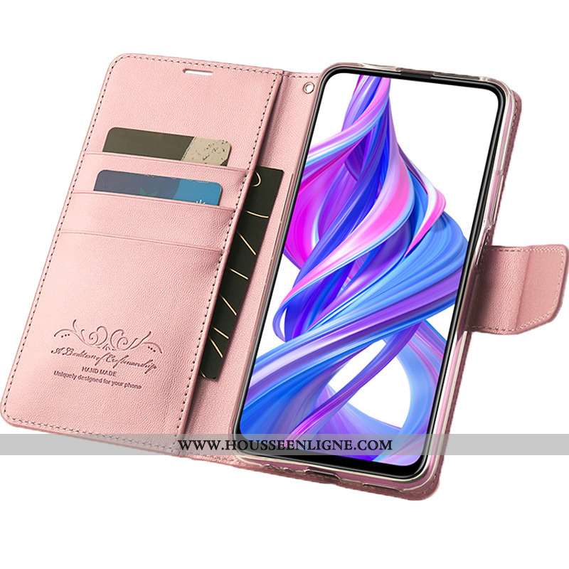 Coque Honor 9x Pro Protection Cuir Étui Incassable Rouge Clamshell Rose
