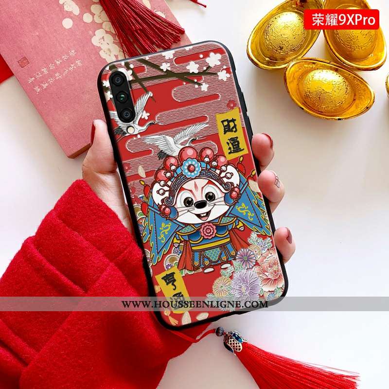 Coque Honor 9x Pro Tendance Fluide Doux Rat Nouveau Jeunesse Gaufrage Rouge