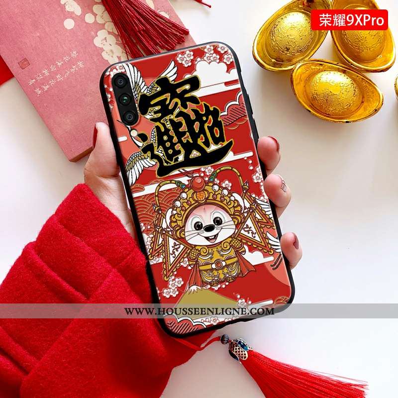 Coque Honor 9x Pro Tendance Fluide Doux Rat Nouveau Jeunesse Gaufrage Rouge