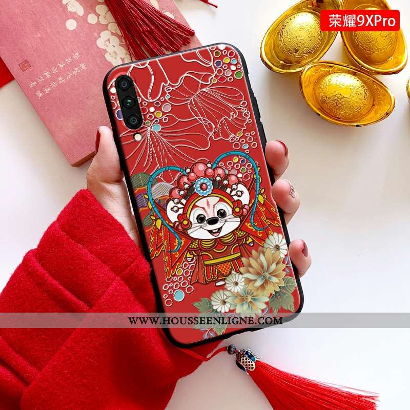 Coque Honor 9x Pro Tendance Fluide Doux Rat Nouveau Jeunesse Gaufrage Rouge