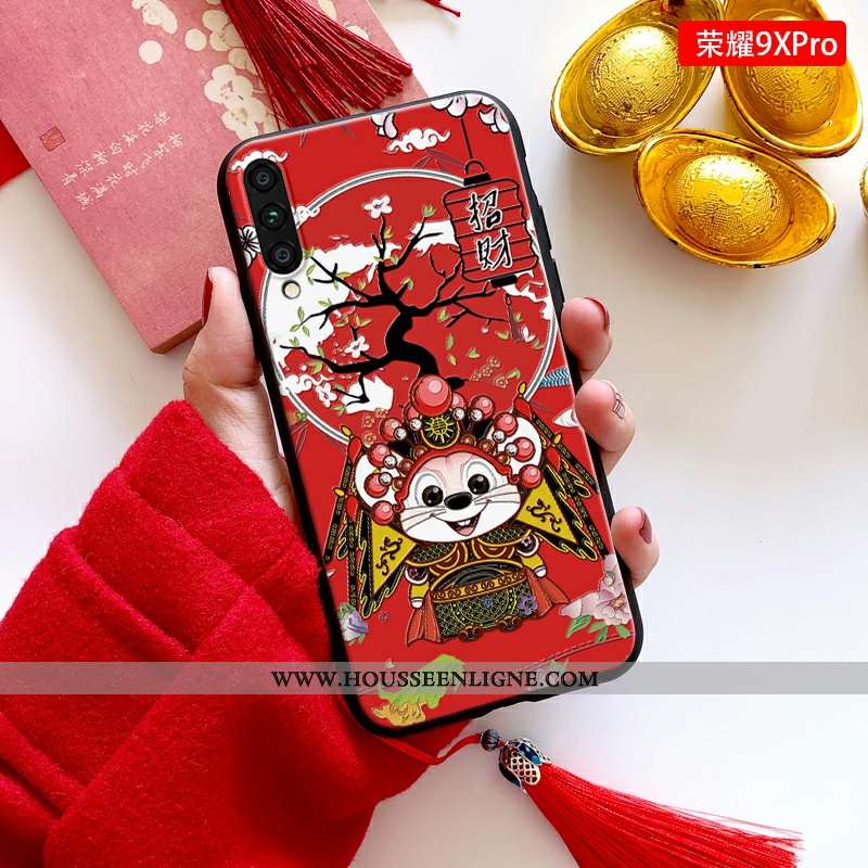 Coque Honor 9x Pro Tendance Fluide Doux Rat Nouveau Jeunesse Gaufrage Rouge