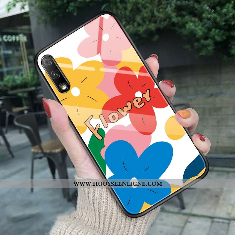 Coque Honor 9x Protection Verre Fleurs Frais Fleur Blanc Personnalité Blanche