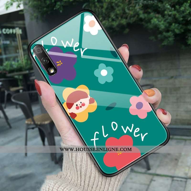 Coque Honor 9x Protection Verre Fleurs Frais Fleur Blanc Personnalité Blanche