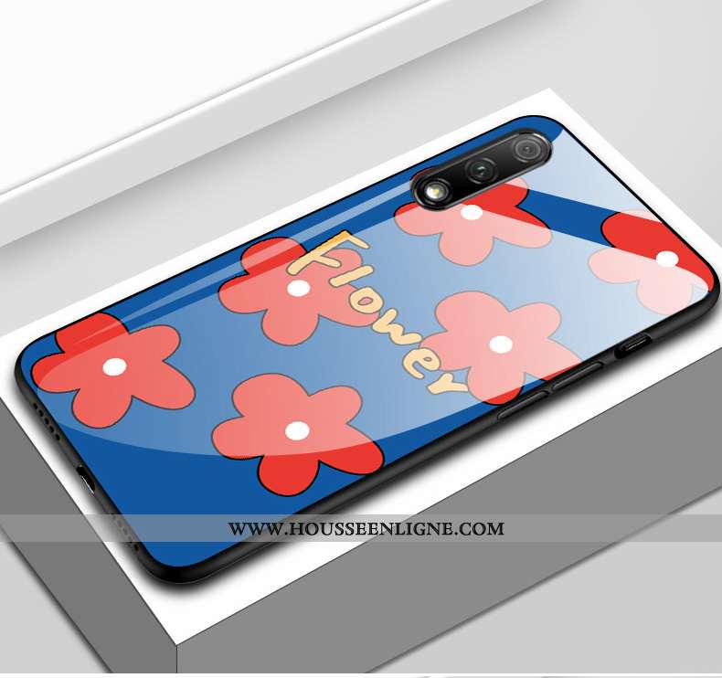 Coque Honor 9x Protection Verre Fleurs Frais Fleur Blanc Personnalité Blanche