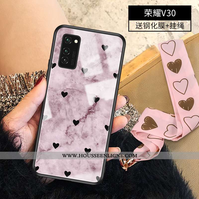 Coque Honor View30 Légère Silicone Tendance Ultra Verre Étui Luxe Rose