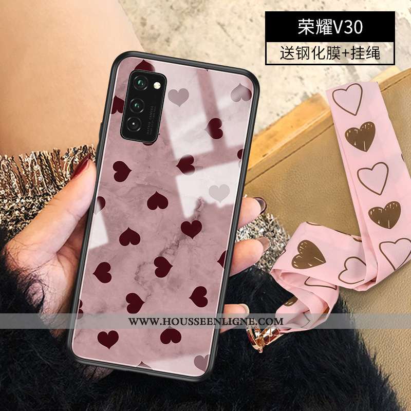 Coque Honor View30 Légère Silicone Tendance Ultra Verre Étui Luxe Rose