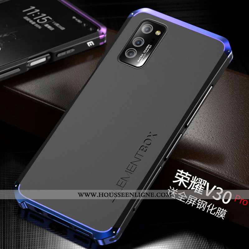 Coque Honor View30 Métal Ultra Téléphone Portable Simple Étui Tout Compris Bleu