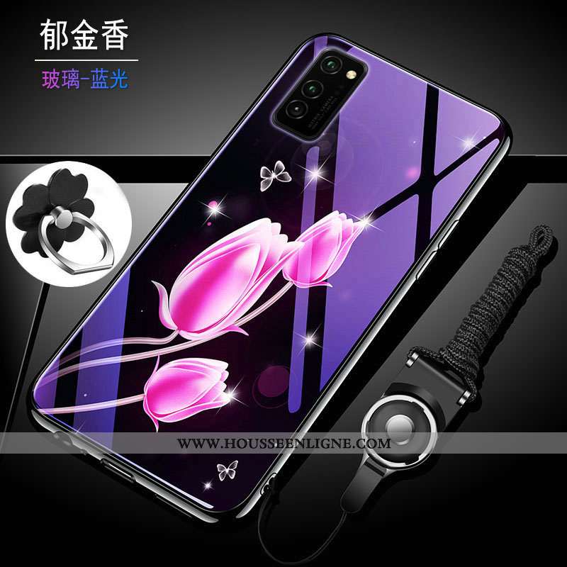Coque Honor View30 Personnalité Tendance Protection Net Rouge Silicone Bleu Difficile Violet