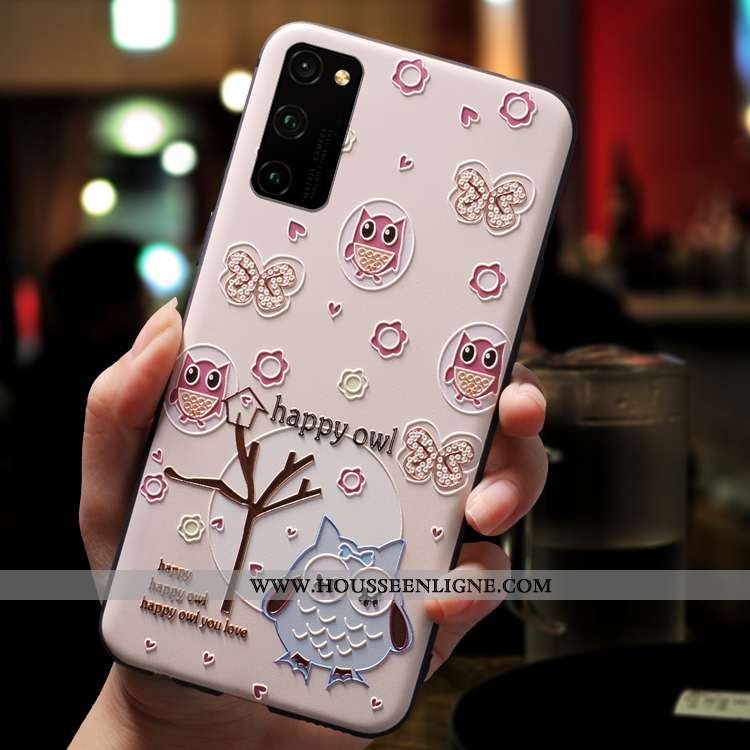 Coque Honor View30 Pro Charmant Ultra Ornements Suspendus Net Rouge Silicone Légère Vent Rose