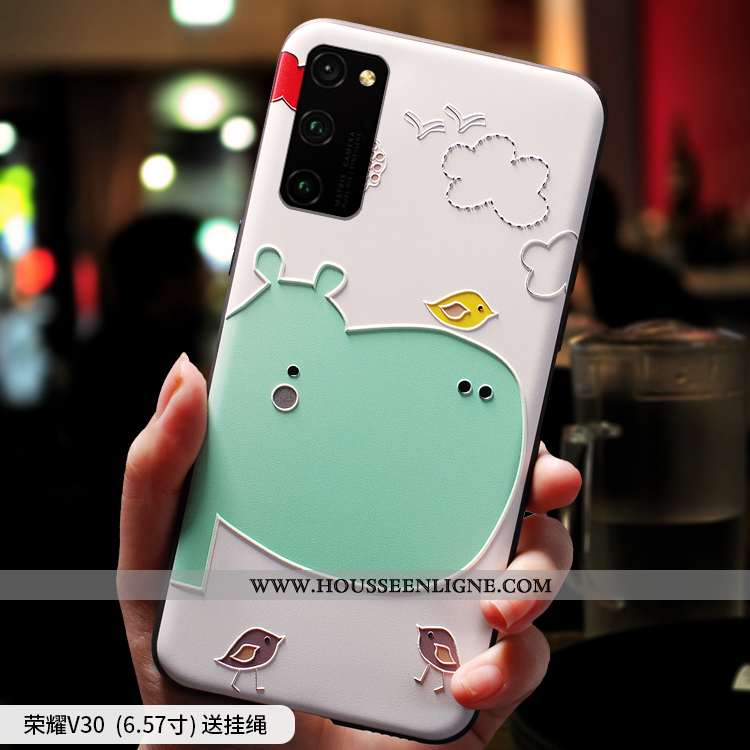 Coque Honor View30 Pro Charmant Ultra Ornements Suspendus Net Rouge Silicone Légère Vent Rose