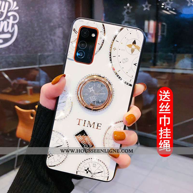 Coque Honor View30 Pro Luxe Ornements Suspendus Net Rouge Étui Silicone Nouveau Personnalité Rose