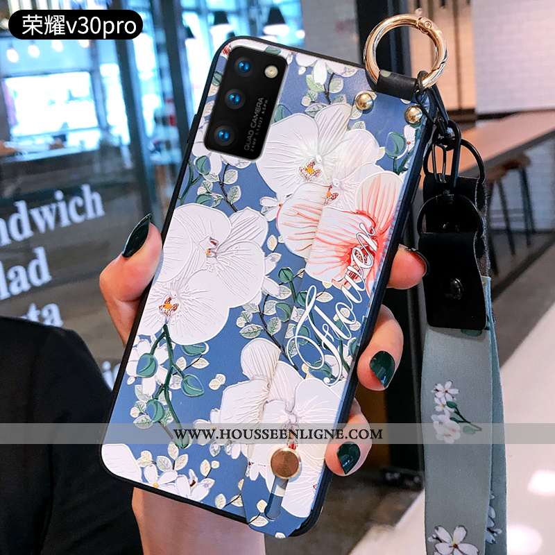 Coque Honor View30 Pro Légère Fluide Doux Personnalité Mode Délavé En Daim Bleu Ultra