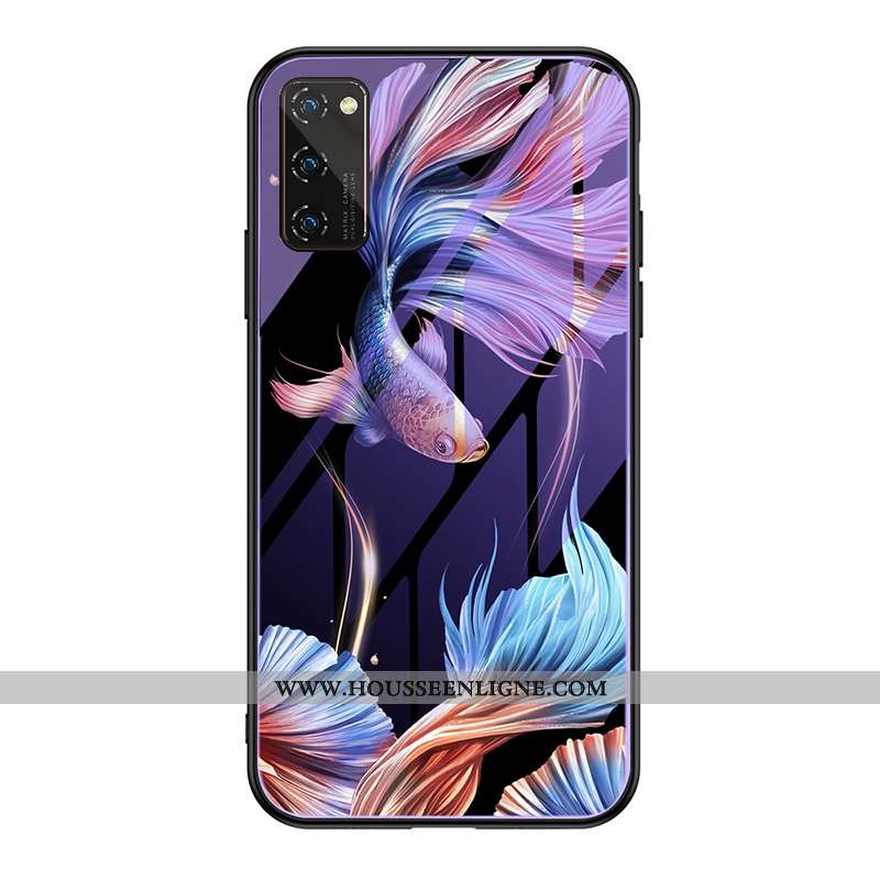 Coque Honor View30 Pro Personnalité Tendance Verre Téléphone Portable Étui Protection Net Rouge Viol