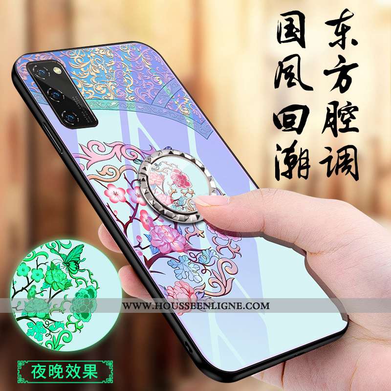 Coque Honor View30 Pro Personnalité Tendance Verre Téléphone Portable Étui Protection Net Rouge Viol
