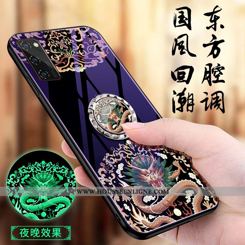 Coque Honor View30 Pro Personnalité Tendance Verre Téléphone Portable Étui Protection Net Rouge Viol