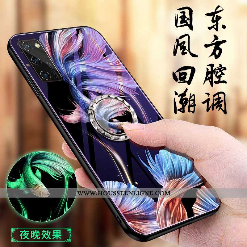 Coque Honor View30 Pro Personnalité Tendance Verre Téléphone Portable Étui Protection Net Rouge Viol