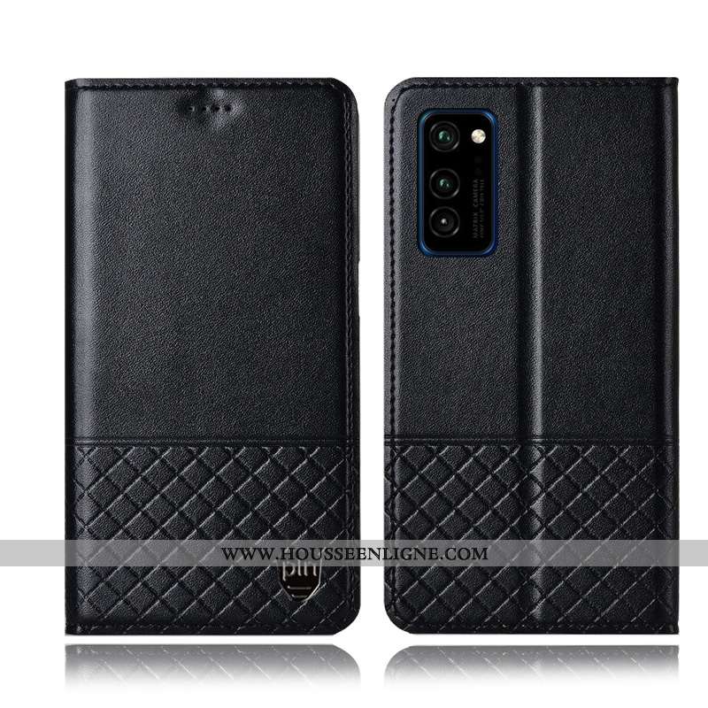 Coque Honor View30 Pro Protection Cuir Véritable Téléphone Portable Noir Tout Compris Housse