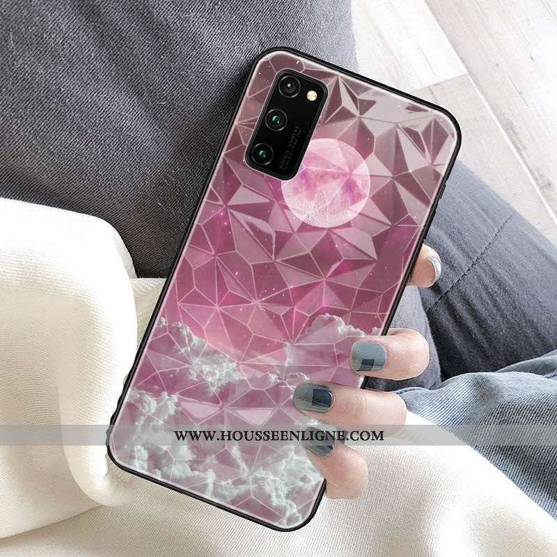 Coque Honor View30 Pro Protection Losange Étui Planète Violet Rose